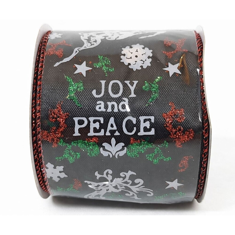 Decorative Ribbon Spool 2.5" x 12' Christmas Holiday Wired Glitter Polyester